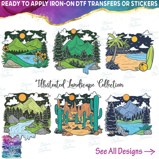 (s405-1) Illustrated Landscapes Collection 12 Styles