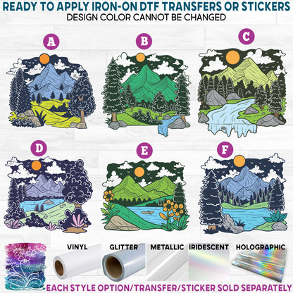 (s405) Landscapes Mountains b Outdoors Printed Heat Transfer or Sticker