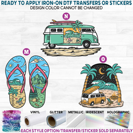 (s405) Van Beach Ocean Scene Landscape Flip Flops Printed Heat Transfer or Sticker