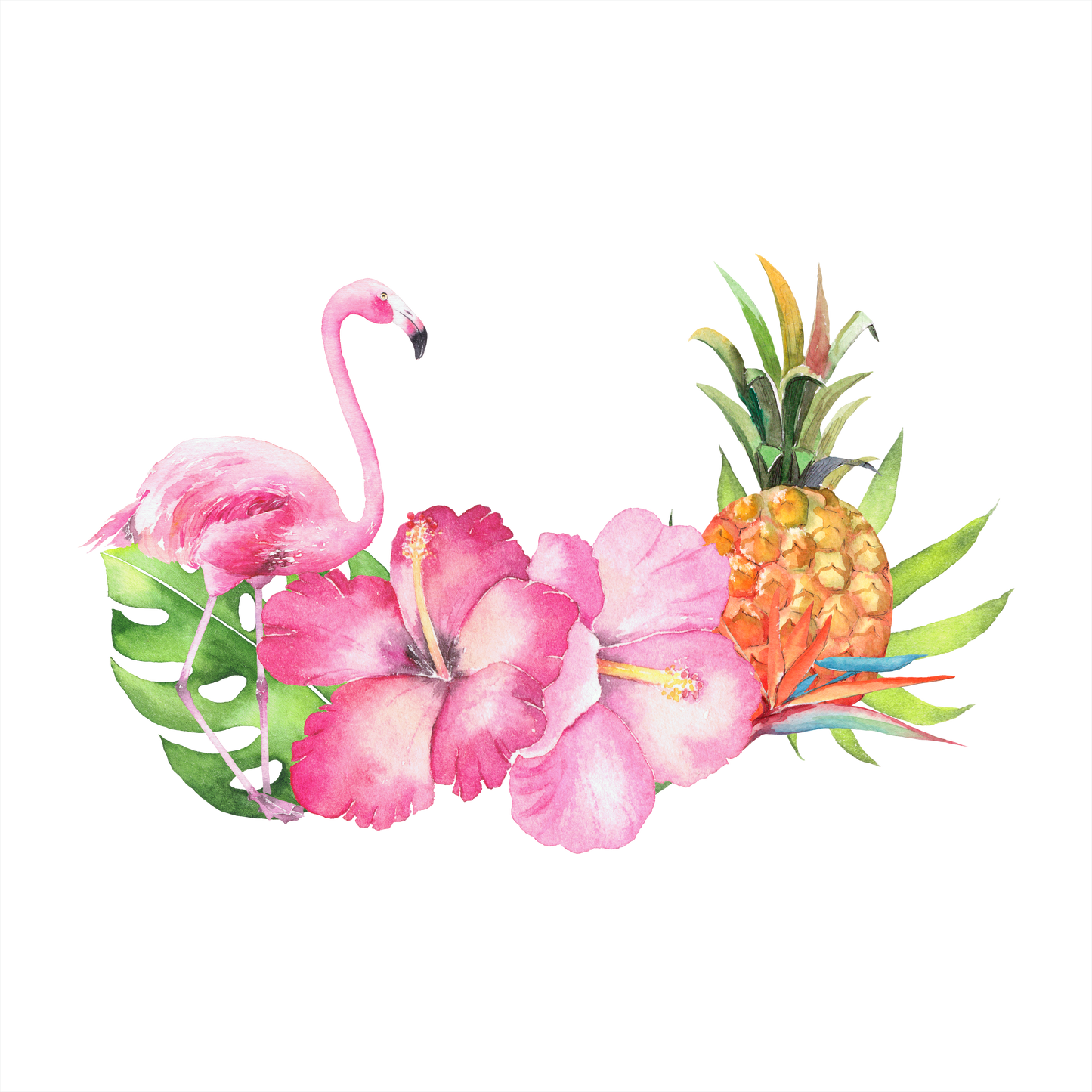 (s407-A) Tropical Floral Flamingo Pineapple