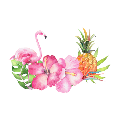 (s407-A) Tropical Floral Flamingo Pineapple