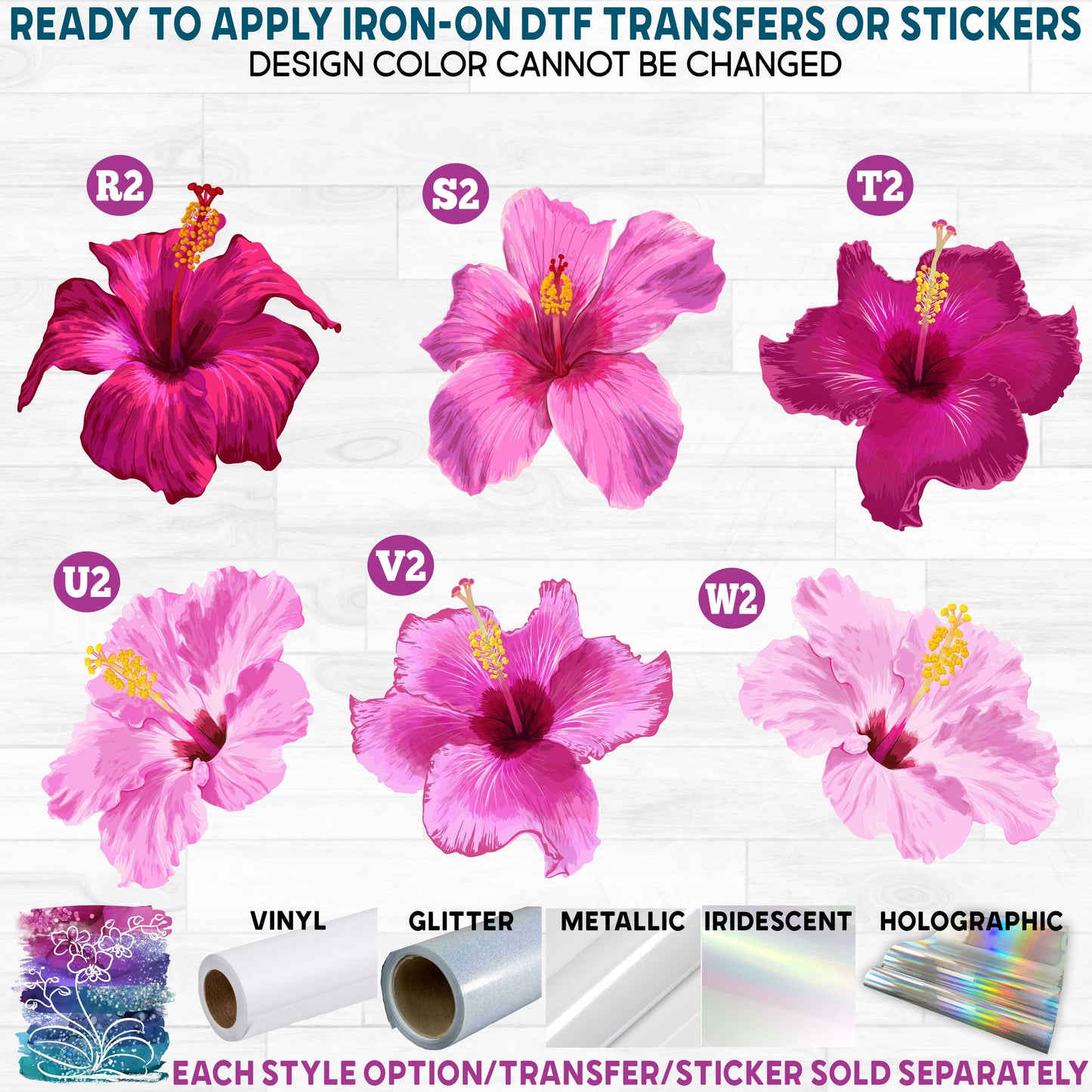 (s407) Watercolor Tropical Flowers Plumeria Printed Heat Transfer or Sticker