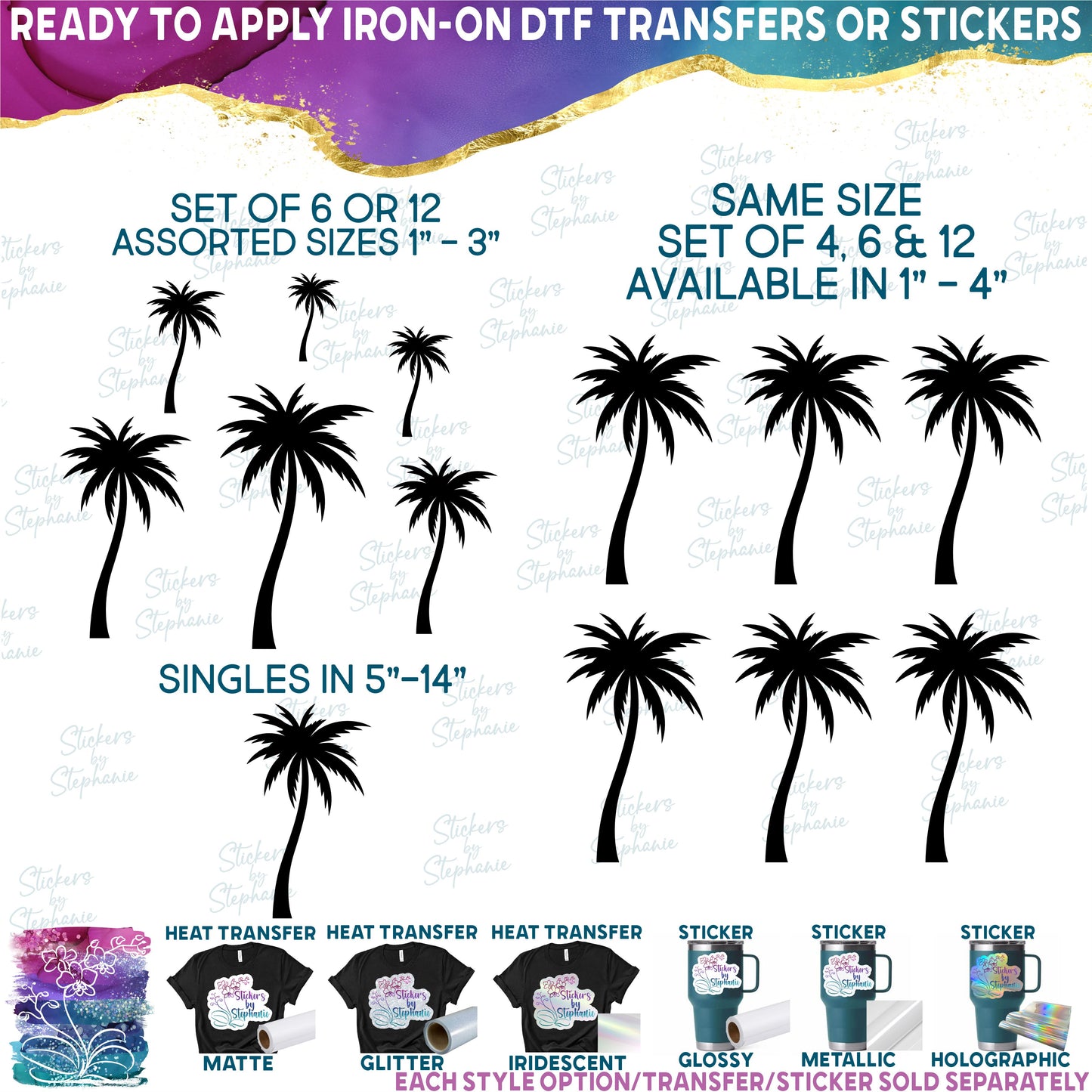 (s040-1-P) Palm Tree Set or Single