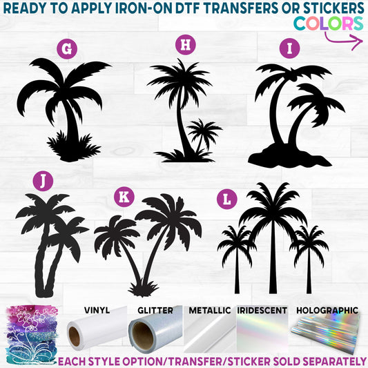 (s040-1) Palm Tree Trees Tropical Hawaiian c Printed Heat Transfer or Sticker