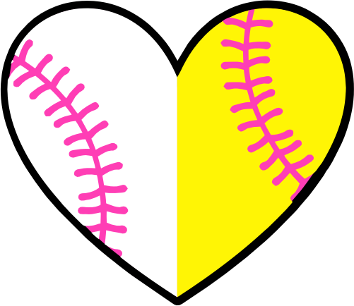 (s041-1) Full Color Baseball Softball Heart Ball Pink Laces