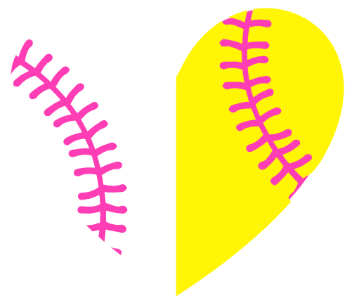 (s041-1) Full Color Baseball Softball Heart Ball Pink Laces