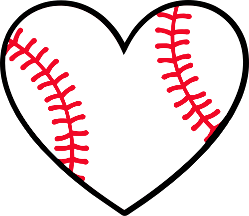 (s041-1) Full Color Baseball Softball Heart Ball Red Laces