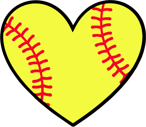 (s041-1) Full Color Softball Baseball Split Heart Ball Red Laces