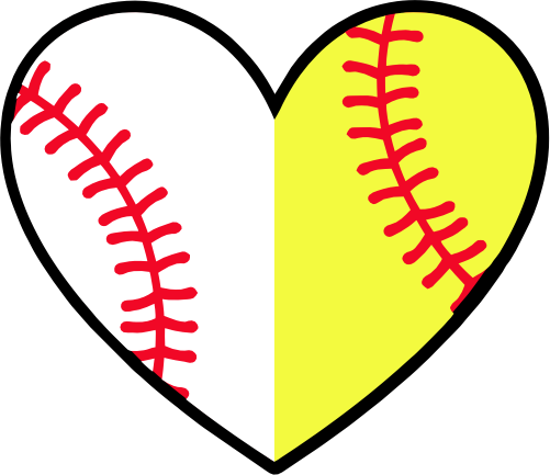 (s041-1) Full Color Baseball Softball Heart Ball Red Laces