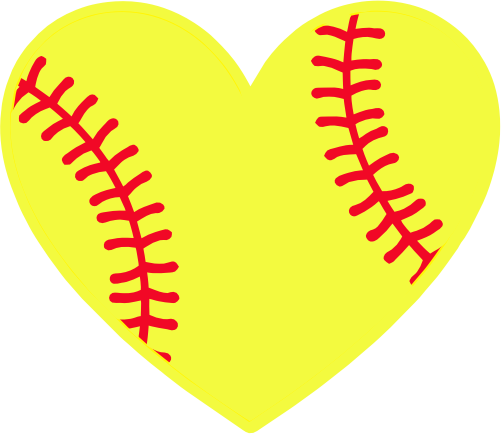 (s041-1) Full Color Softball Baseball Split Heart Ball Red Laces