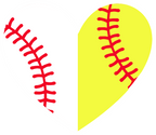 (s041-1) Full Color Baseball Softball Heart Ball Red Laces