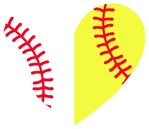 (s041-1) Full Color Baseball Softball Heart Ball Red Laces