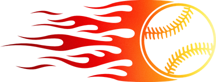 (041-01-1S) Baseball Softball Ball Flame Flames Iron-On Transfer