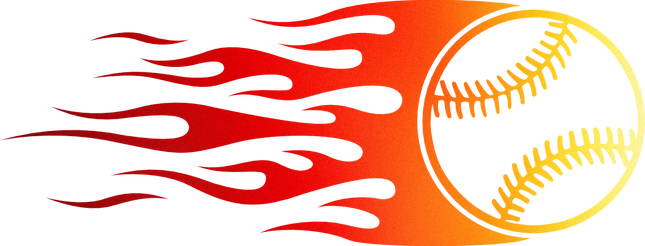 (041-01-1S) Baseball Softball Ball Flame Flames Iron-On Transfer