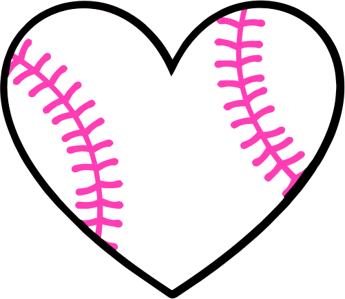 (s041-1) Full Color Baseball Softball Heart Ball Pink Laces