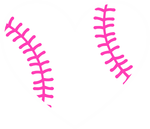 (s041-1) Full Color Baseball Softball Heart Ball Pink Laces