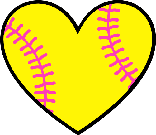 (s041-1) Full Color Softball Baseball Heart Ball Pink Laces