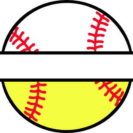 (041-02-T2) Baseball Softball Split Ball Text