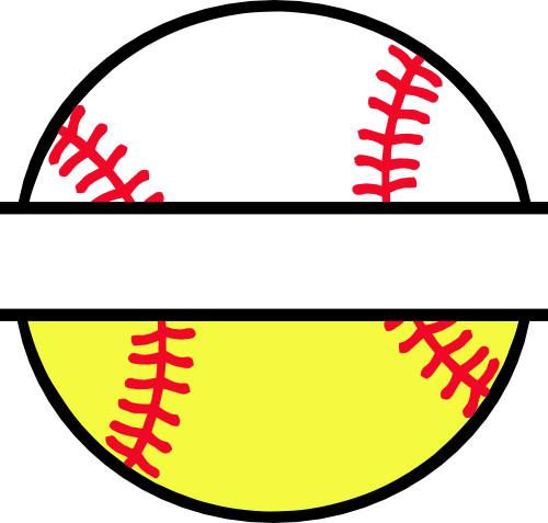 (041-02-T2) Baseball Softball Split Ball Text