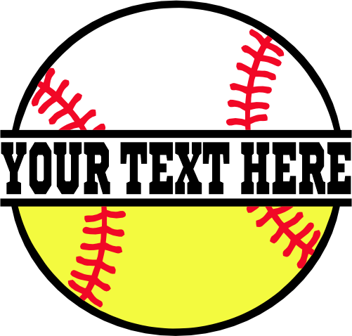 (041-02-1T) Baseball Softball Split Team Name or Custom Text