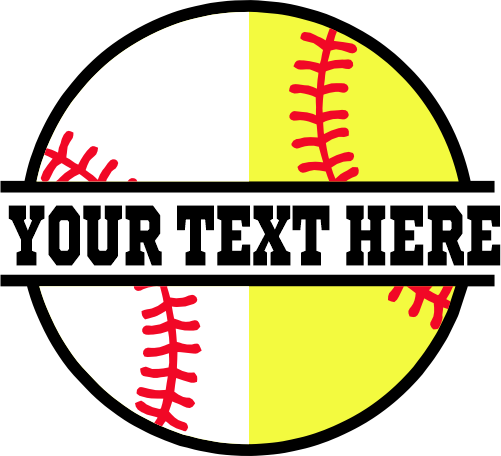 (041-02-T3) Baseball Softball Split Ball Text