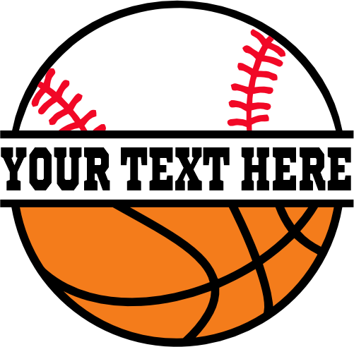 (041-02-T6) Baseball Basketball Split Ball Text