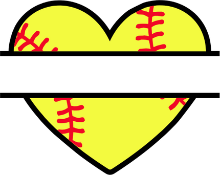 (041-02-W1) Heart Softball Split Ball Text