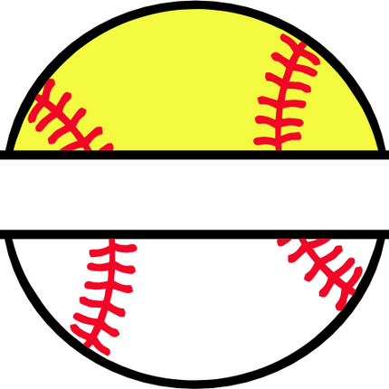 (041-02-V2) Softball Baseball Split Ball Text
