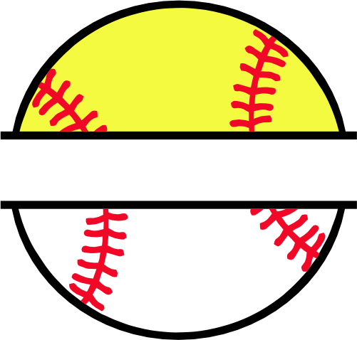 (041-02-V2) Softball Baseball Split Ball Text