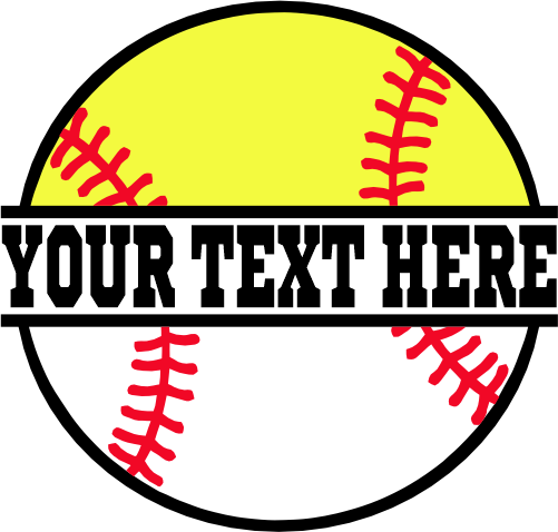 (041-02-V2) Softball Baseball Split Ball Text