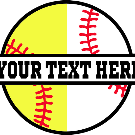 (041-02-V3) Softball Baseball Split Ball Text Iron-On Transfer
