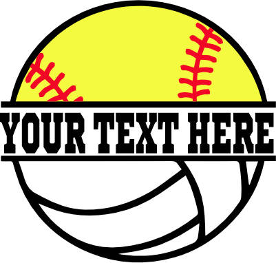 (041-02-V5) Softball Volleyball Split Ball Text Iron-On Transfer