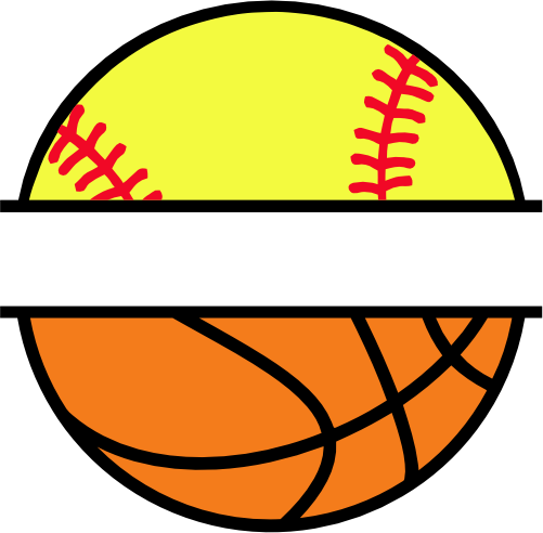(041-02-V6) Softball Basketball Split Ball Text