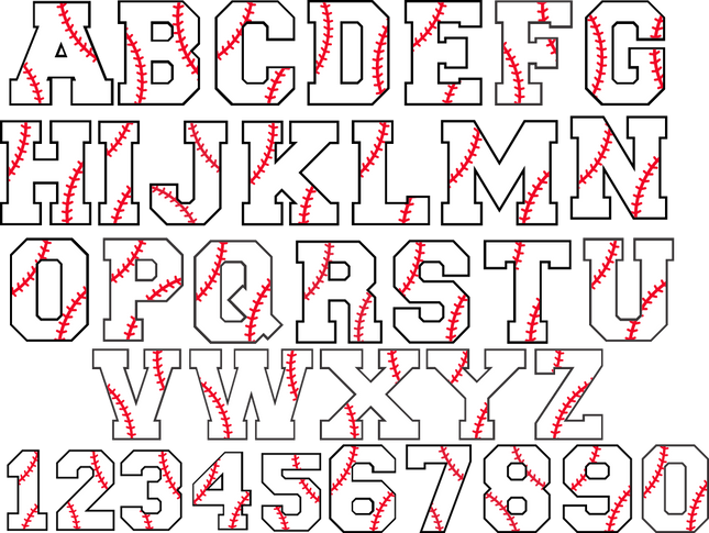 (041-03-B) Baseball Single Letters, Numbers or Text Name