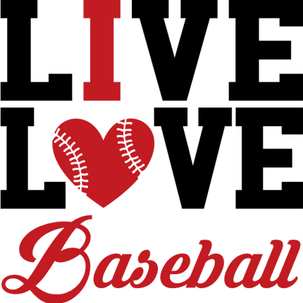 (041-04-2H) Live Love Baseball I Heart Iron-On Transfer