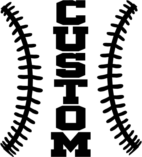 (041-06-1C) Baseball Laces Custom Text Iron-On Transfer