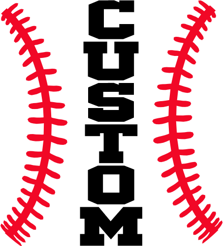 (041-06-1C) Baseball Laces Custom Text Iron-On Transfer