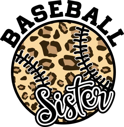(041-06-1Q) Baseball Sister Leopard Print Iron-On Transfer
