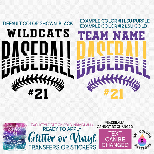 s41-8J Sports Custom Team Name Baseball Wildcats Bears Eagles & More! Custom Printed Iron On Transfer or Sticker