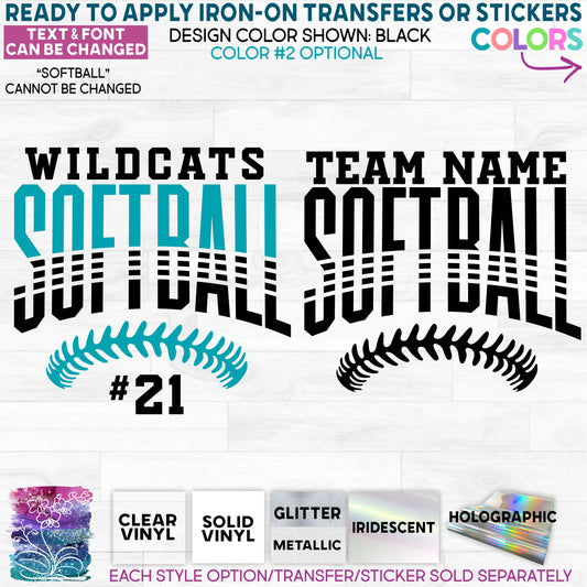 s41-8K Sports Custom Team Name Softball Wildcats Bears Eagles & More! Custom Printed Iron On Transfer or Sticker