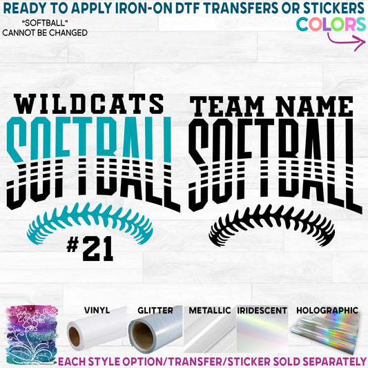 (s041-8K) Team Name Softball Printed Heat Transfer or Sticker