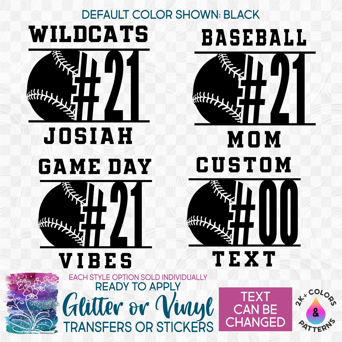 (s041-8L) Team Name Baseball Softball Mom Family Custom Text Glitter or Vinyl Iron-On Transfer or Sticker