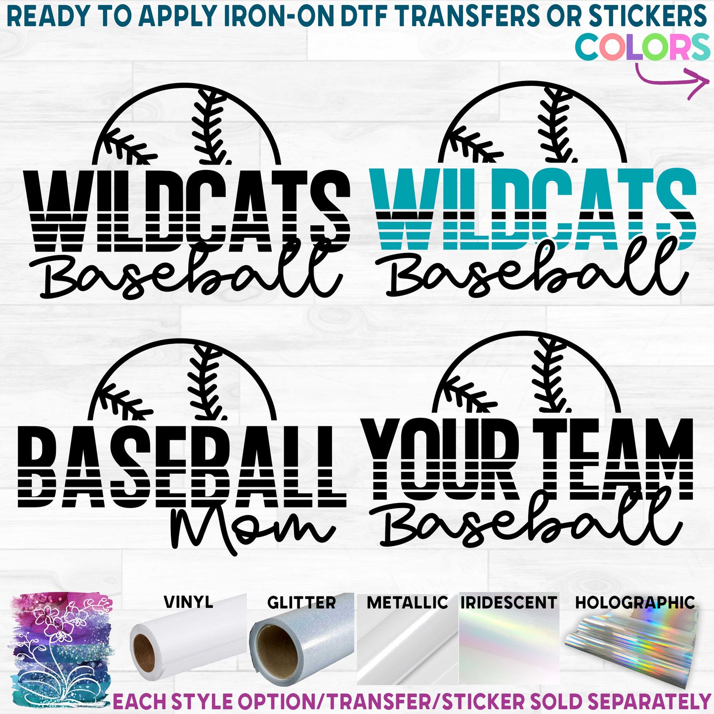 (s041-8M) Baseball Team Family Mom Printed Heat Transfer or Sticker