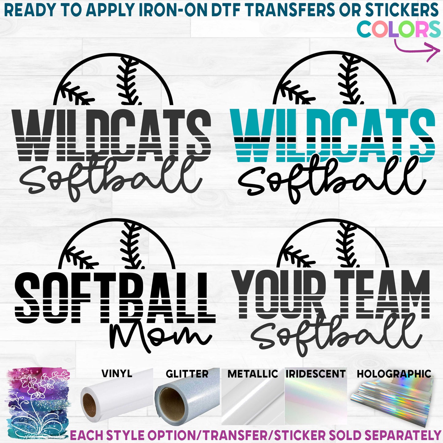 (s041-8N) Softball Team Family Mom Printed Heat Transfer or Sticker