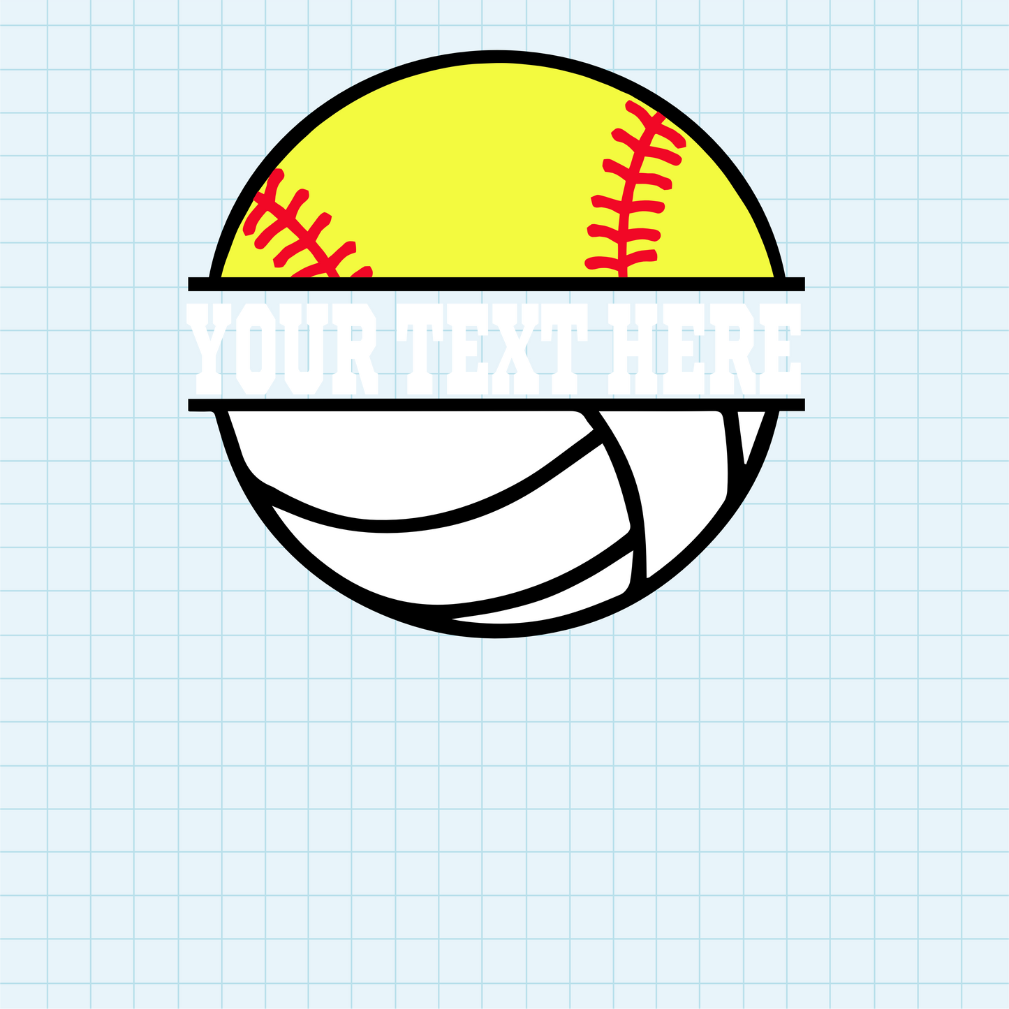 (s041-2) Softball Split Team Name or Custom Text