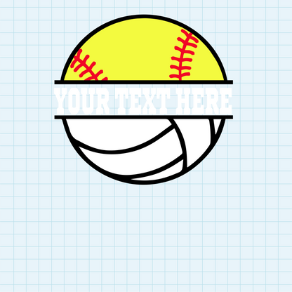 (s041-2) Softball Split Team Name or Custom Text