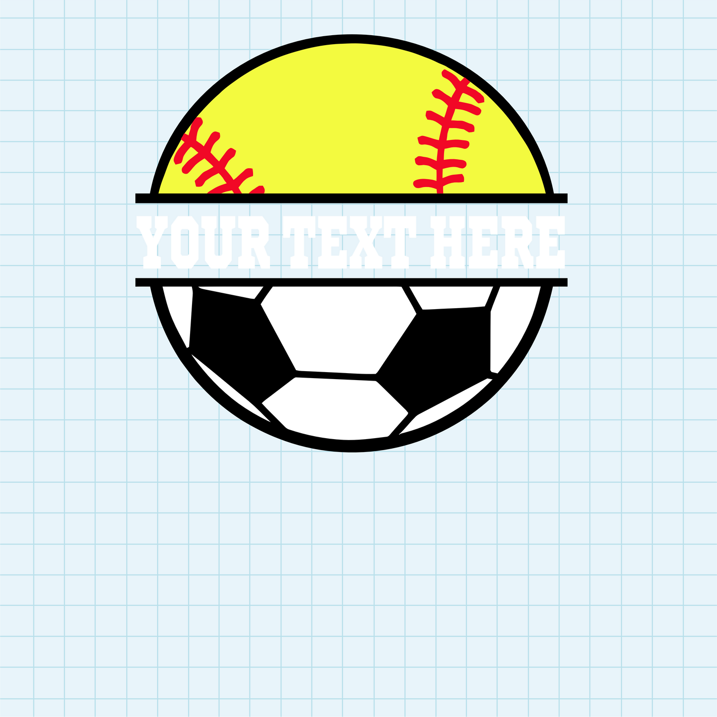 (s041-2) Softball Split Team Name or Custom Text