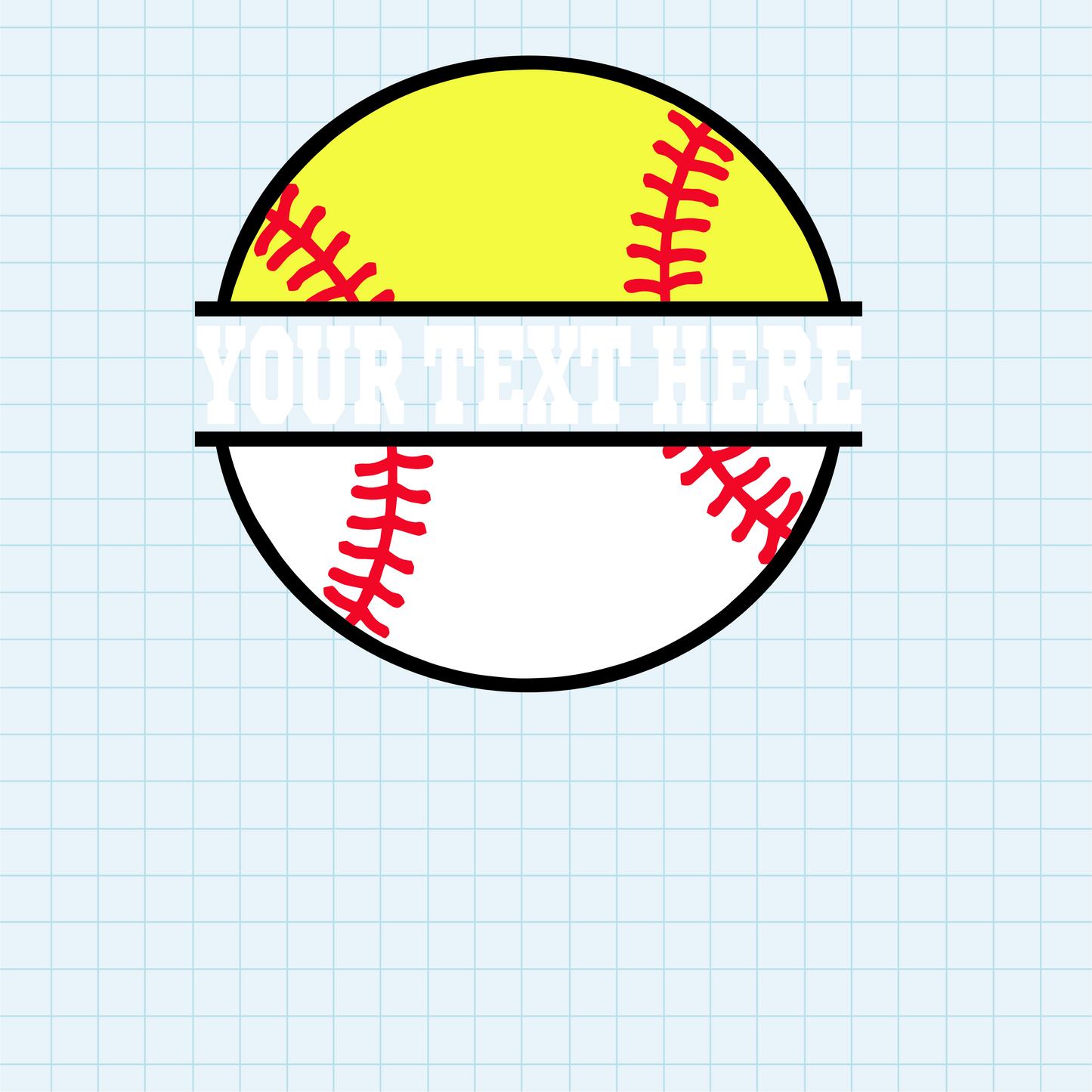 (s041-2) Softball Split Team Name or Custom Text