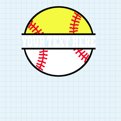 (s041-2) Softball Split Team Name or Custom Text