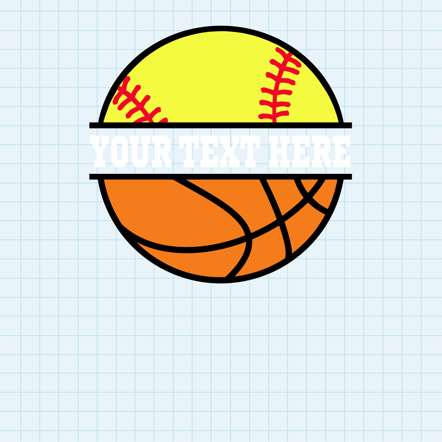 (s041-2) Softball Split Team Name or Custom Text